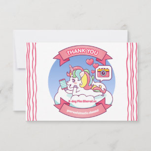 Trendy Teen Unicorn Social Media Thank You Invitation