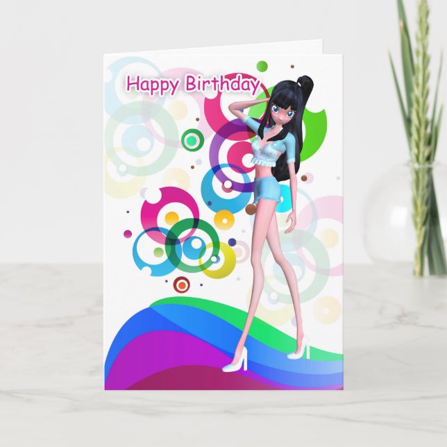 Trendy Teenage Birthday Greeting Card (Front)