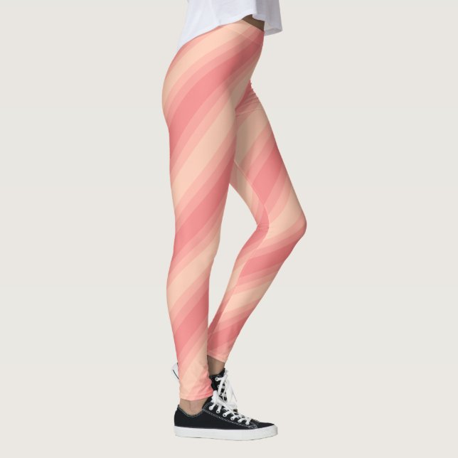 Trendy Template Elegant Pastel Peach Tones Stripes Leggings (Right)