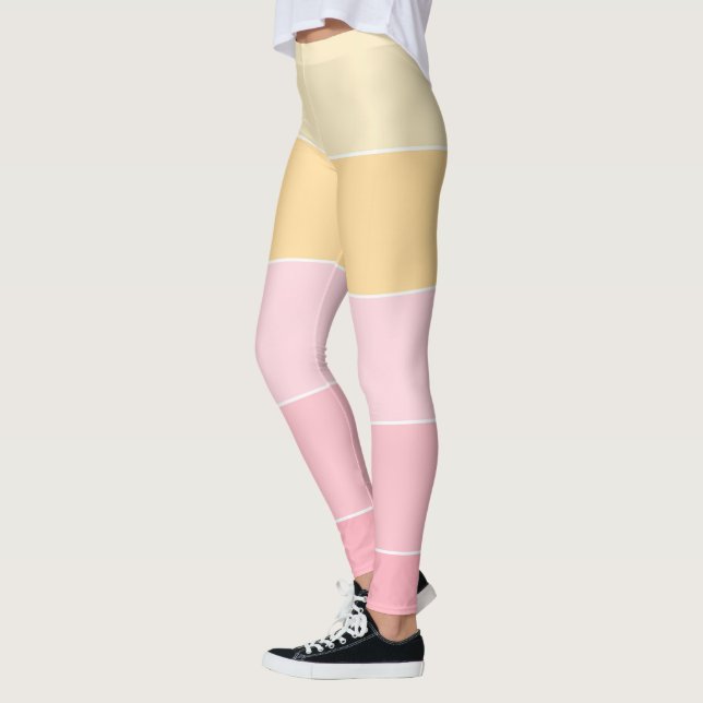 Trendy Template Elegant Pink Yellow White Colours Leggings (Left)