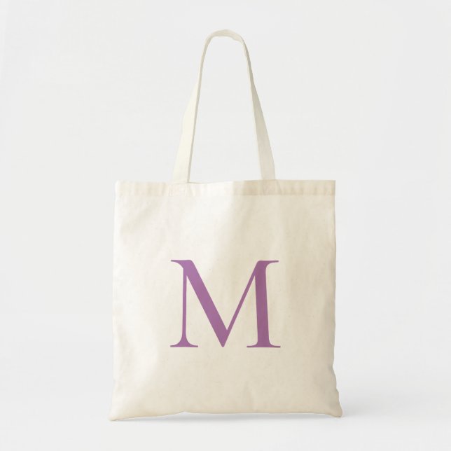 Trendy Template Initial Letter Monogram Lavender Tote Bag (Front)