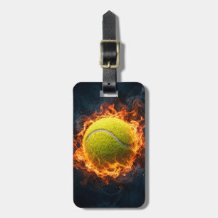 Trendy Tennis Ball on Fire Personalised Luggage Tag