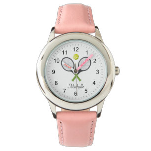Trendy Tennis Racquet and Ball Personalised Kids Watch