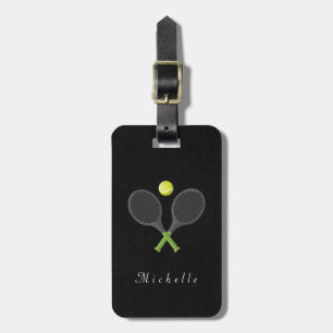 Trendy Tennis Racquet and Ball Personalised   Luggage Tag