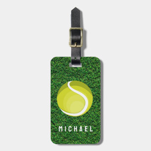 Trendy Tennis Racquet and Ball Personalised Luggage Tag