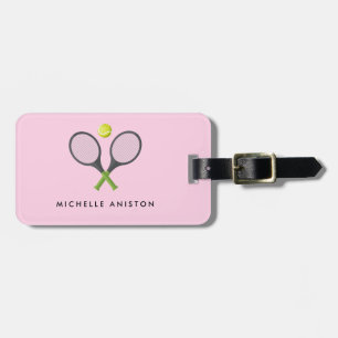 Trendy Tennis Racquet and Ball Personalised Luggage Tag