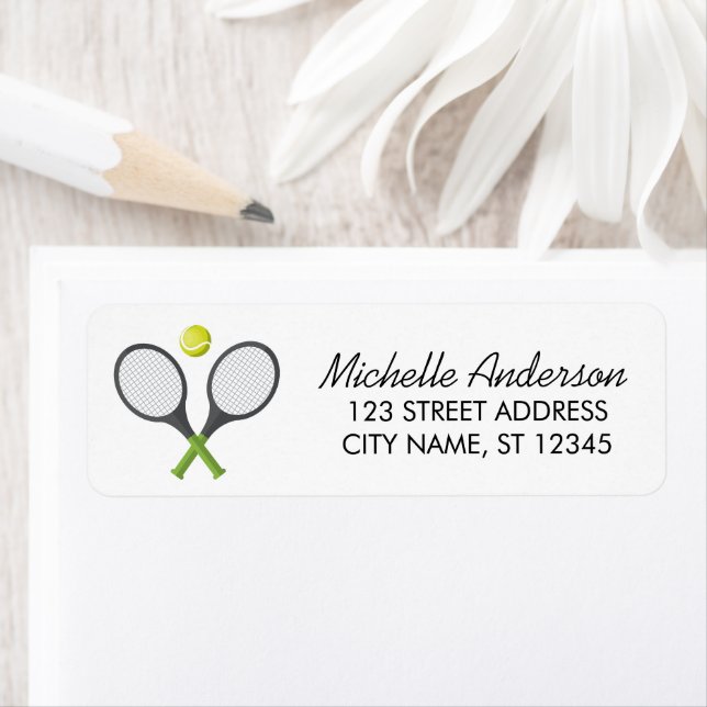 Trendy Tennis Return Address Label (Insitu)