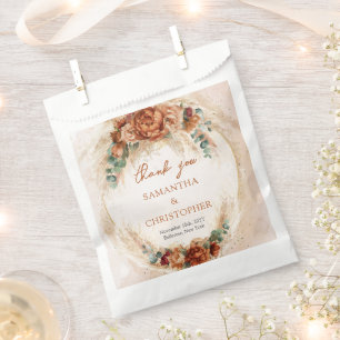 Trendy Terracotta burgundy flowers greenery pampas Favour Bag