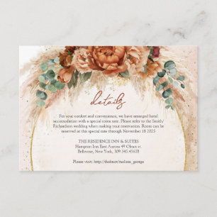 Trendy Terracotta burgundy flowers pampas details Enclosure Card