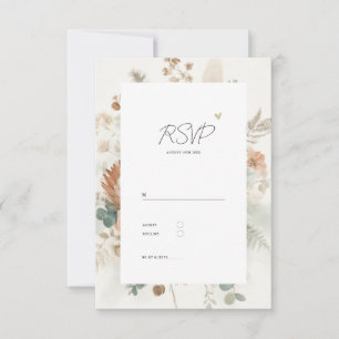 Trendy Terracotta Flowers Elegant Wedding RSVP Card