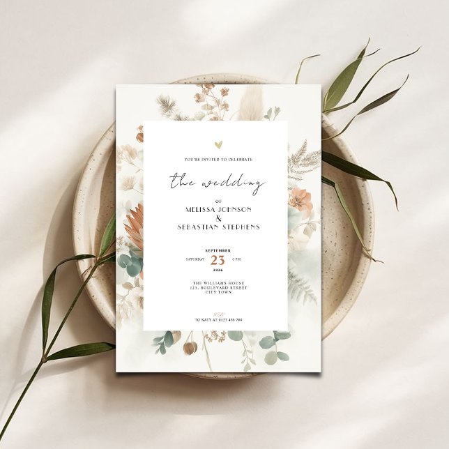 Trendy Terracotta Flowers Wedding Invitation (Creator Uploaded)