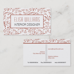 Trendy terracotta leaves floral pattern and frame  business card
