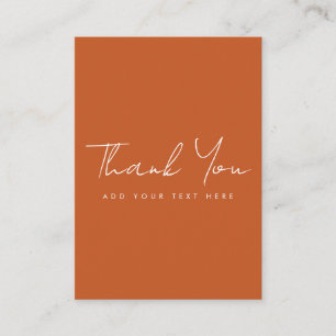 Trendy Terracotta Thank You Modern Vertical Business Card