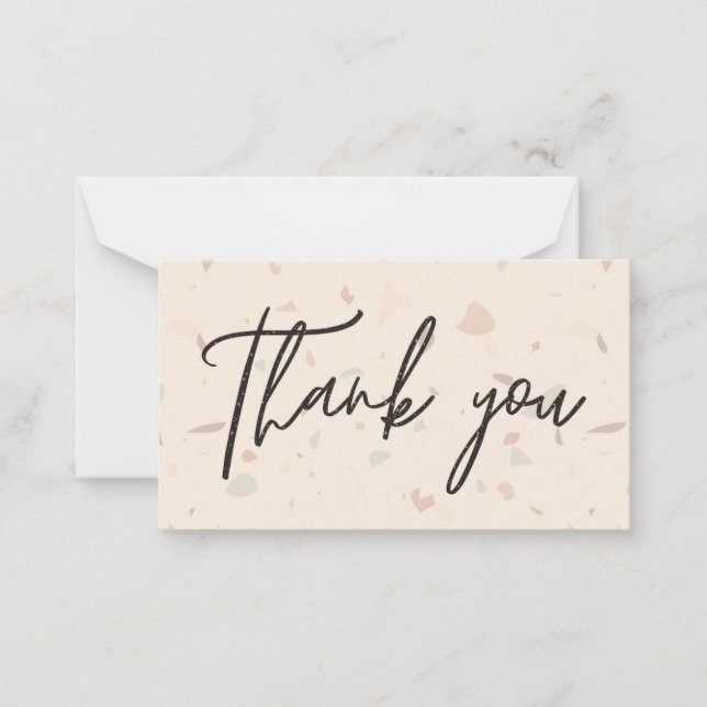 Trendy Terrazzo and Signature Script Thank You Card (Front)