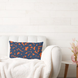 Trendy Terrazzo Confetti Pattern - Navy Blue and B Lumbar Cushion