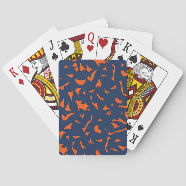 Trendy Terrazzo Confetti Pattern - Navy Blue and B Playing Cards (Back)