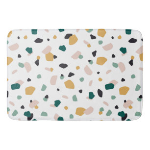 Trendy Terrazzo Green Orange Pink Black Pattern Bath Mat
