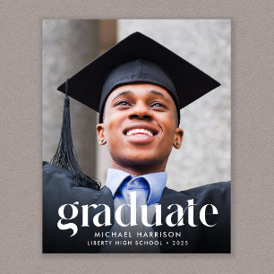 Trendy Text Photo Graduation Party Invitation