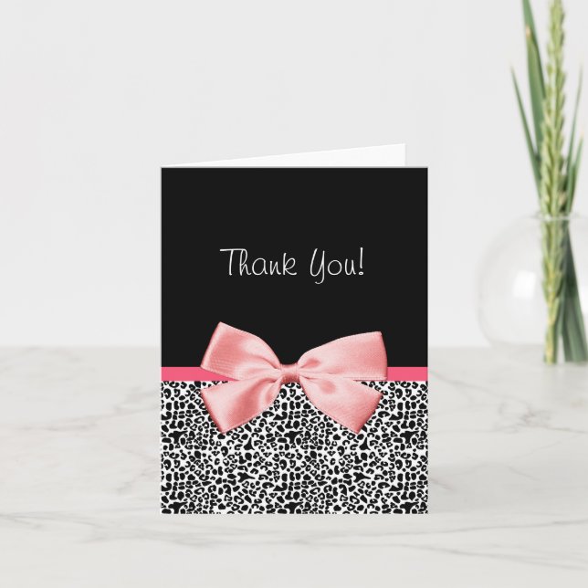 Trendy Thank You Leopard Print With Pink Ribbon (Front)