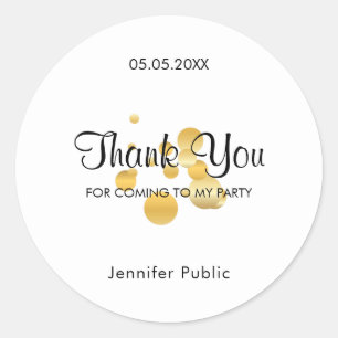 Trendy Thank You Script Gold Confetti Template Classic Round Sticker