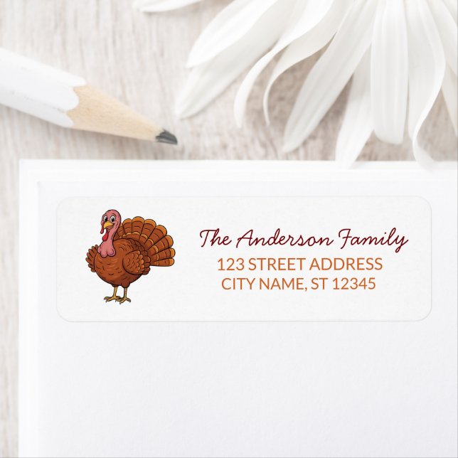 Trendy Thanksgiving Turkey Return Address  Label (Insitu)