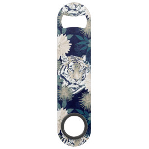 Trendy Tiger Animal Watercolor Floral Blue Design