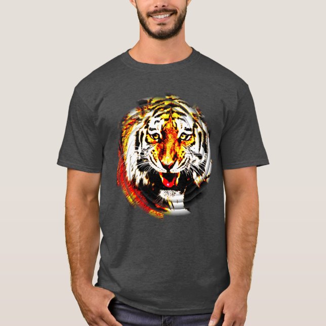 Trendy Tiger Head Modern Elegant Template T-Shirt (Front)