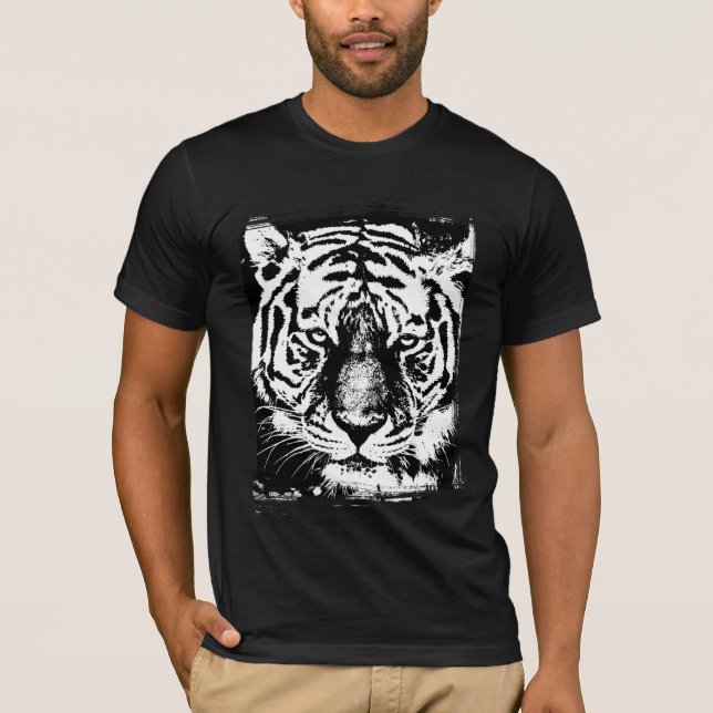 Trendy Tiger Head Pop Art Elegant Modern Template T-Shirt (Front)
