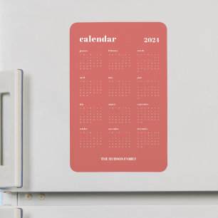 Trendy Tigerlily Full Year 2024 Calendar Magnet