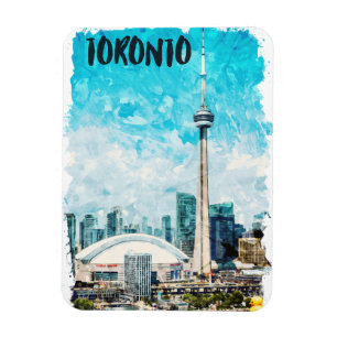 Trendy Toronto Canada Vintage Watercolor Photo Magnet