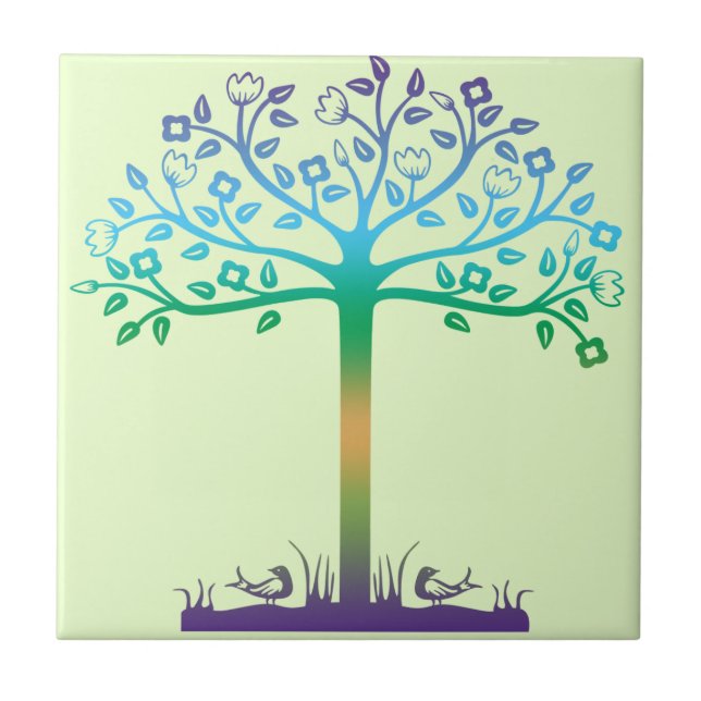 Trendy Tree Design Ceramic Tile (Front)
