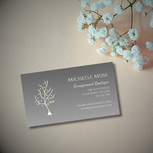 Trendy Tree of Life Unique Simple Grey  Business Card