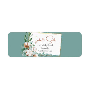 Trendy Trendy Cotton Floral Frame Teal Wedding Return Address Label