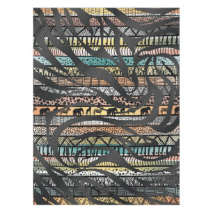 Trendy Tribal African Pattern Zebra Print Tablecloth