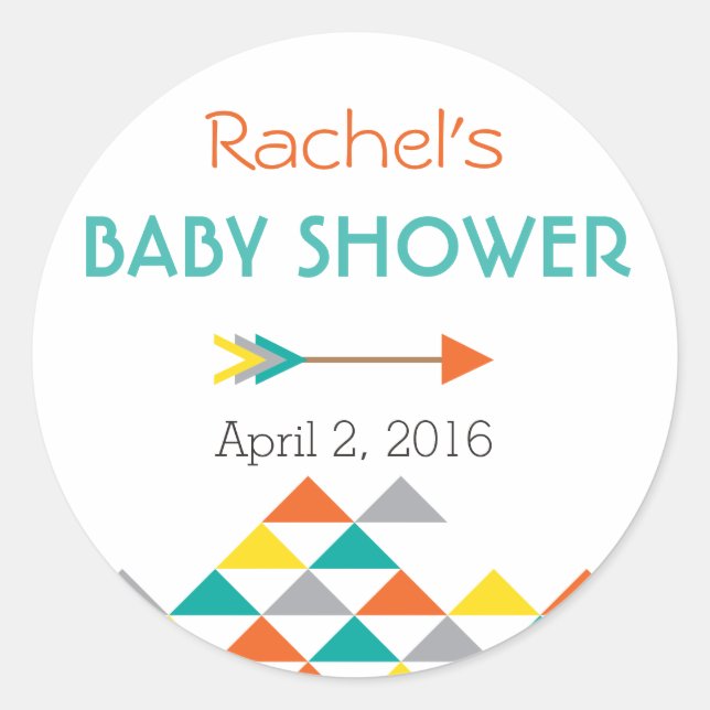 Trendy Tribal & Arrow Baby Shower Sticker Labels (Front)