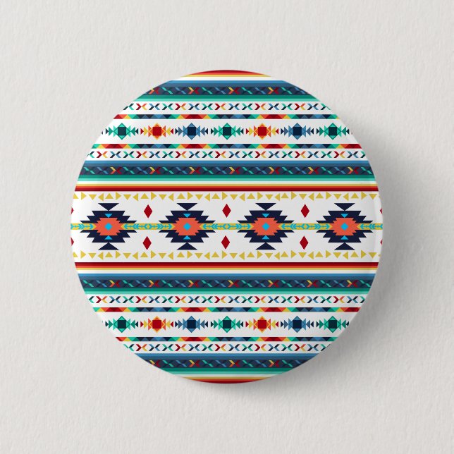 trendy tribal ethnic geometric pattern 6 cm round badge (Front)