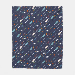 Trendy Tribal Moose & Feathered Arrow Personalised Fleece Blanket