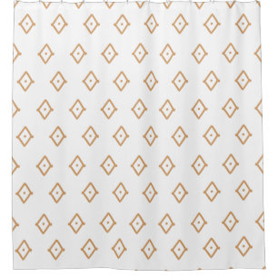 Trendy tribal pattern Camel brown and white  Shower Curtain