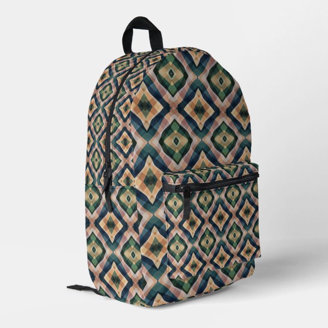 Trendy Tribal Symmetrical Art Printed Backpack (Back Corner Left)