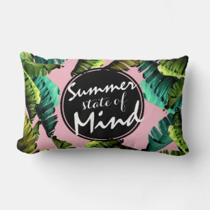 Trendy Tropical Banana Leaves Summer State of Mind Lumbar Cushion