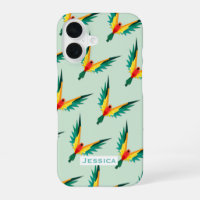 Trendy Tropical Bird Pattern Blue Personalised