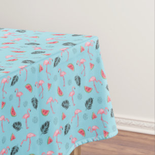 Trendy Tropical Flamingo & Watermelon Pattern Tablecloth