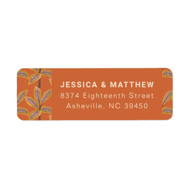 Trendy Tropical Palm Trees Orange Return Address Label (Front)
