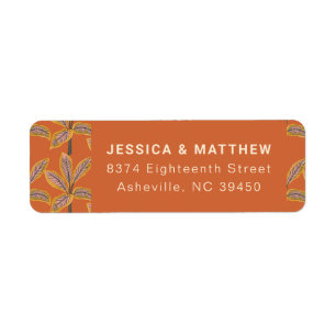 Trendy Tropical Palm Trees Orange Return Address Return Address Label