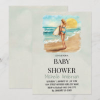 Trendy tropical Summer surfing Beach Baby Shower