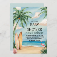 Trendy tropical Summer surfing Beach Baby Shower 