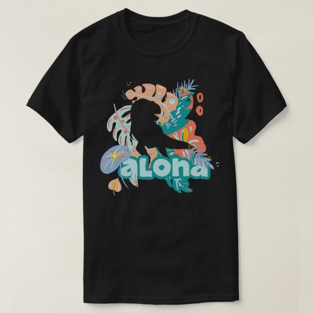 Trendy Tropical theme Cute ALOHA DINOSAUR Hawaiian T-Shirt (Design Front)