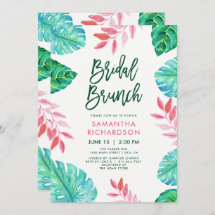 Trendy Tropical Watercolor Bridal Brunch Invitation