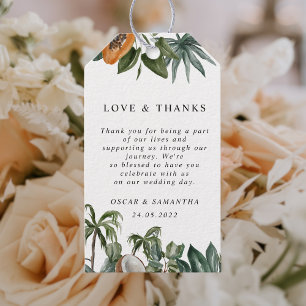 Trendy Tropical Watercolor Green Leaves Gift Tags