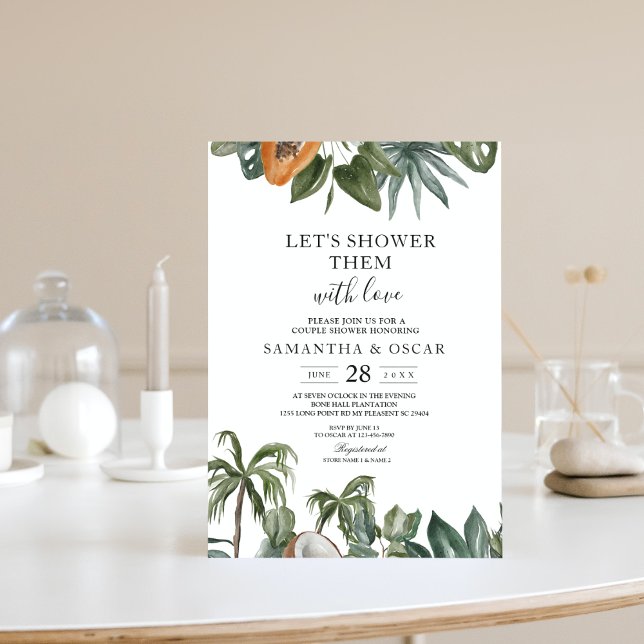 Trendy Tropical Watercolor Green Leaves Invitation (Creator Uploaded)